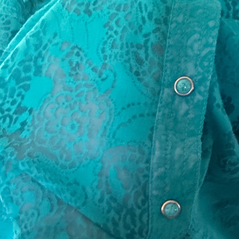 Ariat Sheer Paisley Lace Western Snap Shirt Size Large Cowgirl Top - Picture 5 of 5